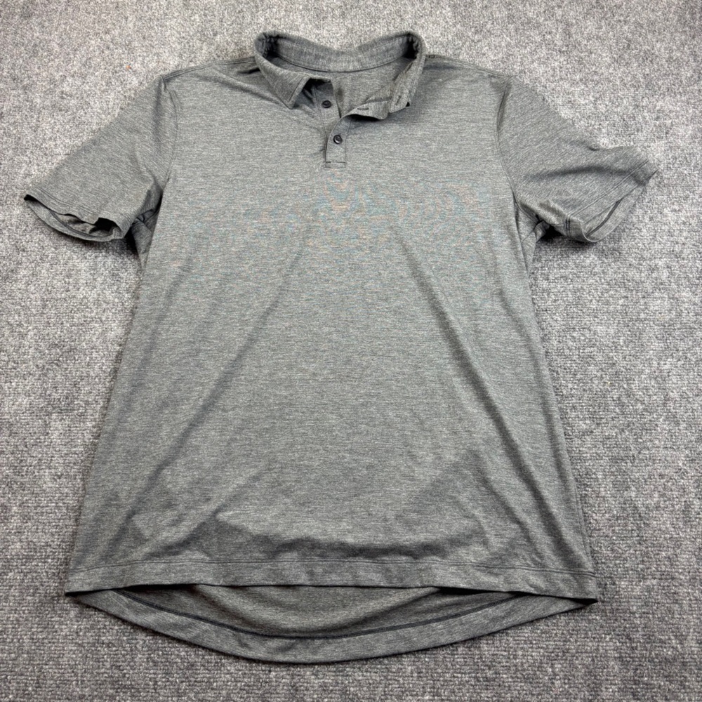 LULULEMON Mens Gray Short Sleeve Polo Shirt Size: Medium